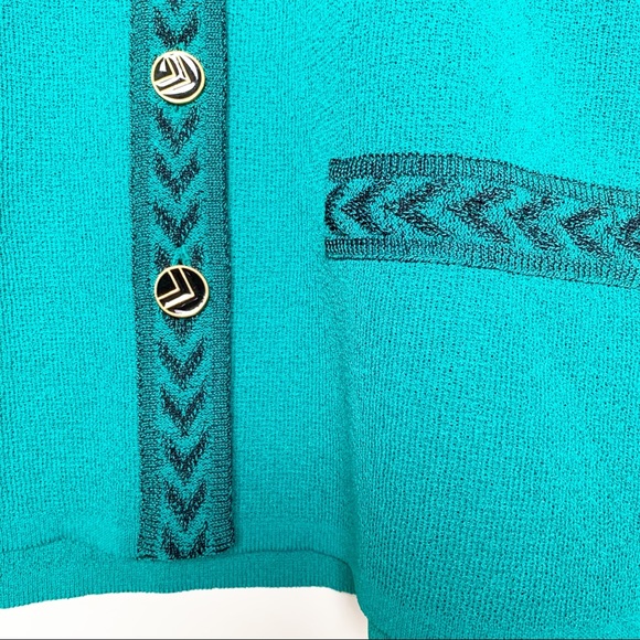 Vintage Castle berry Knits Teal Cardigan Women’s Size 8 - Picture 3 of 9
